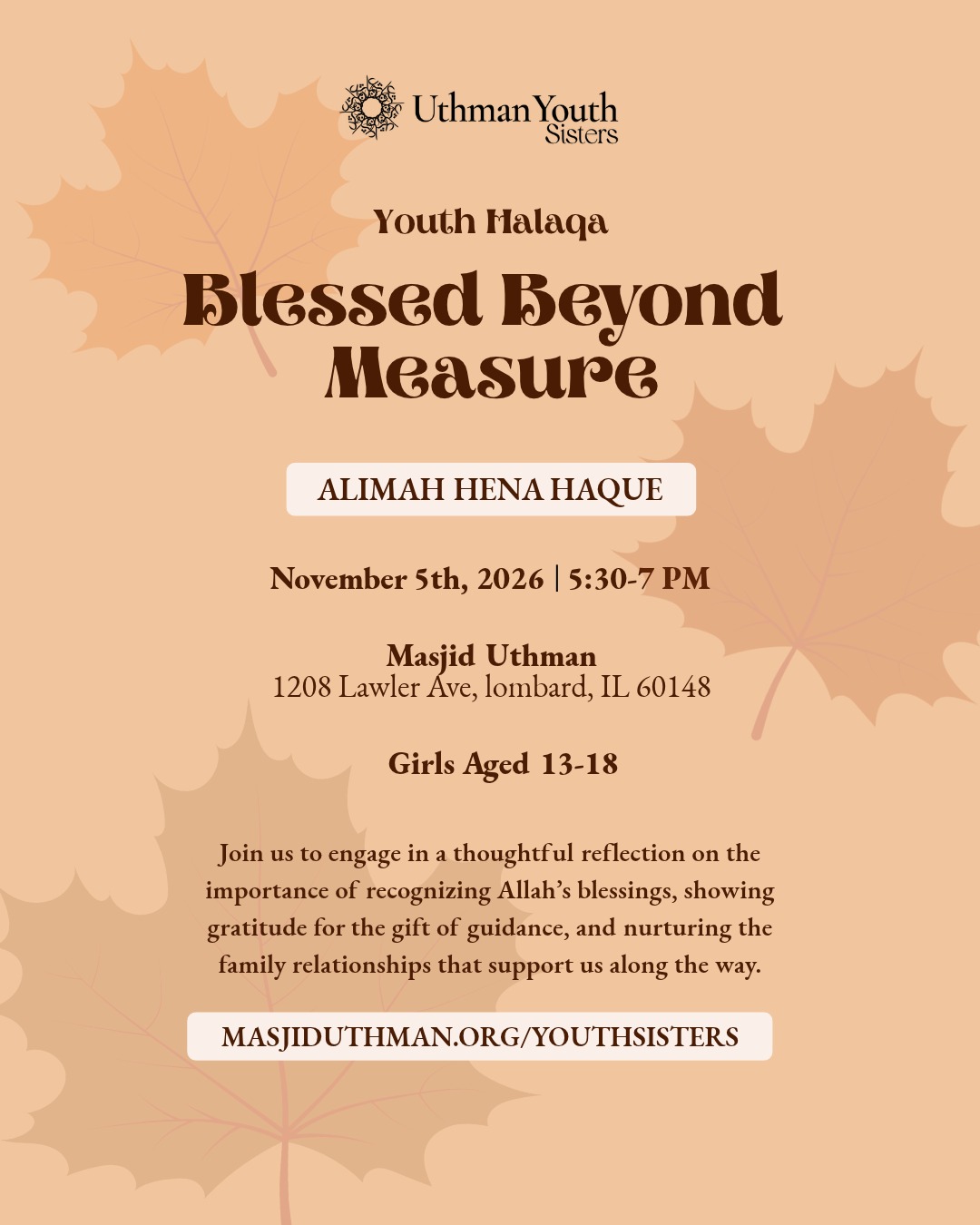 YouthSisters Halaqa: Blessed Beyond Measure
